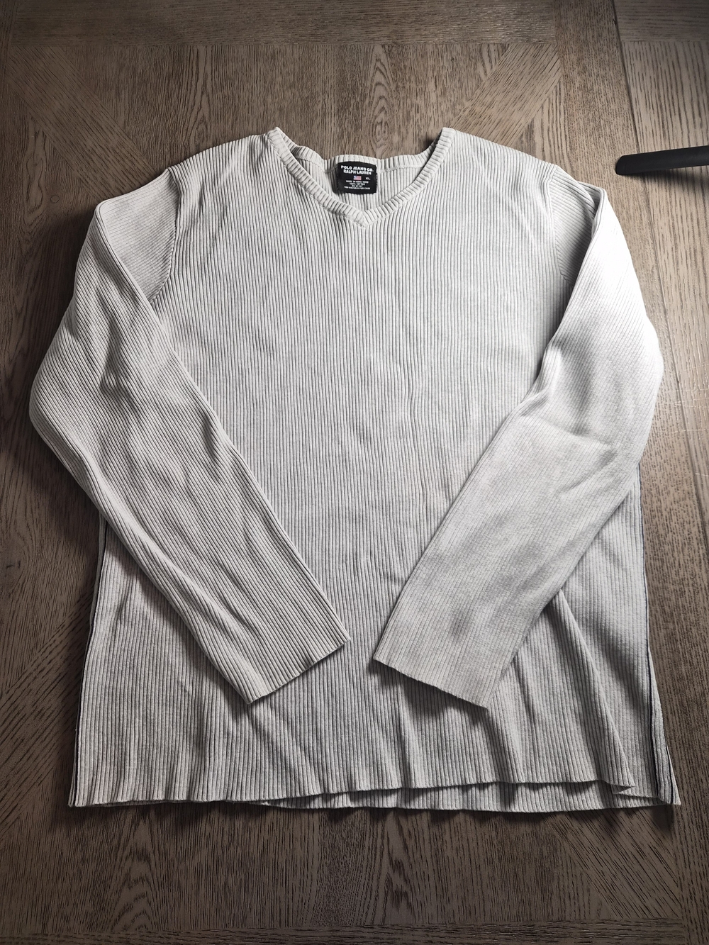 Ralph Lauren Cream Ribbed V-Neck Sweater